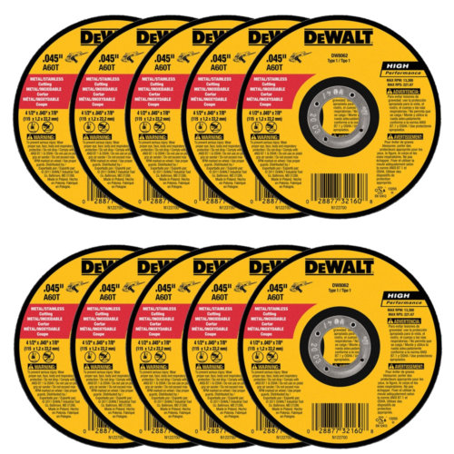 Dewalt Dw8062 4-1/2" X .045 X 7/8" Metal Cut-off Wheel (10pk)